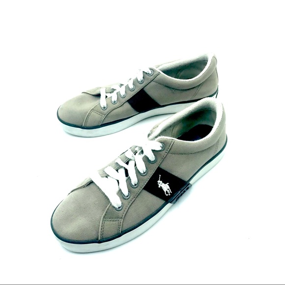 Polo Giles Gray & Black Men’s Canvas Sneakers, 8D - Picture 2 of 8